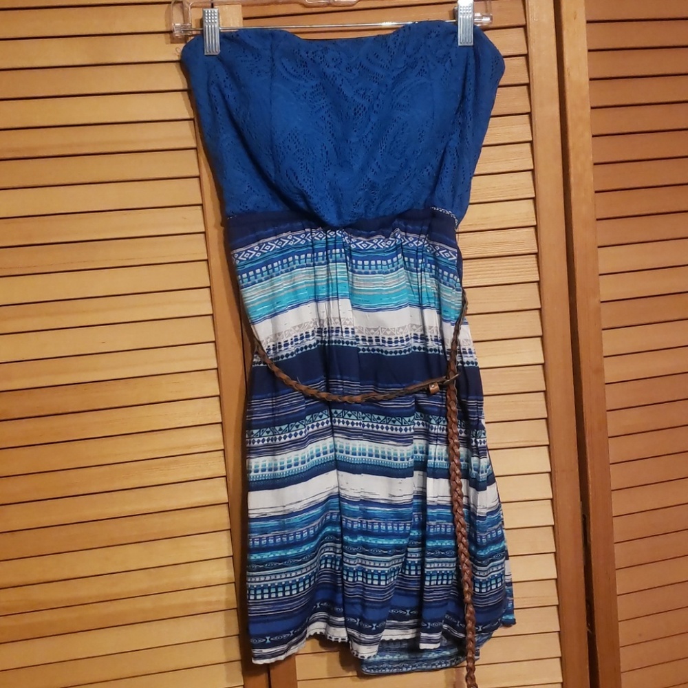 New Look Strapless Bow-Back Bohemian Dress / L